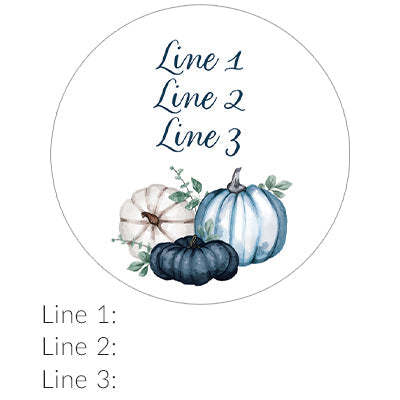 Personalized Little Pumpkin: Blue -  Baby Shower, First Birthday  - Circle Label Stickers  - Fall, Boy - 40 Stickers