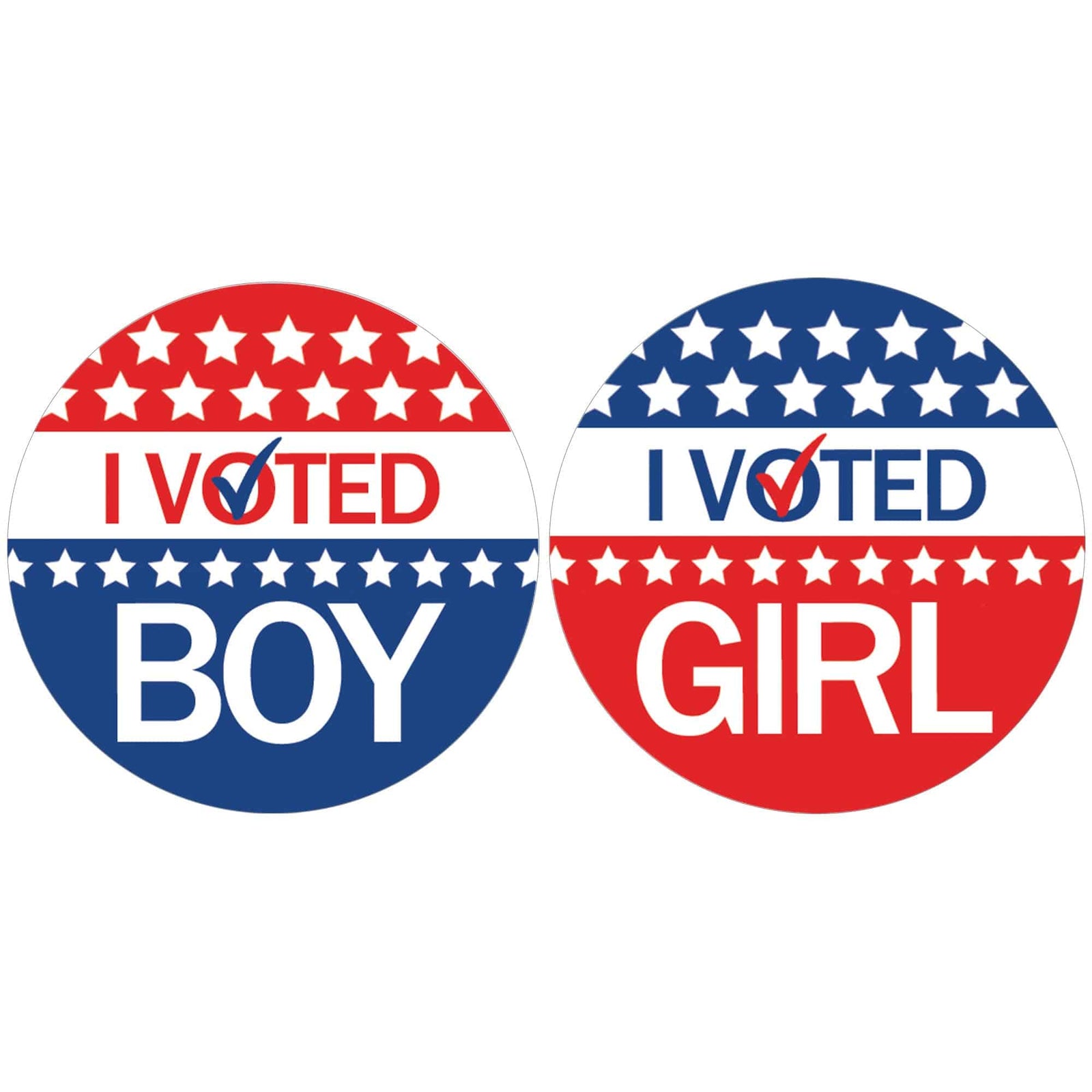 Patriotic: Baby Gender Reveal Party - Vote Boy or Girl Stickers - 40 Stickers - Distinctivs Party
