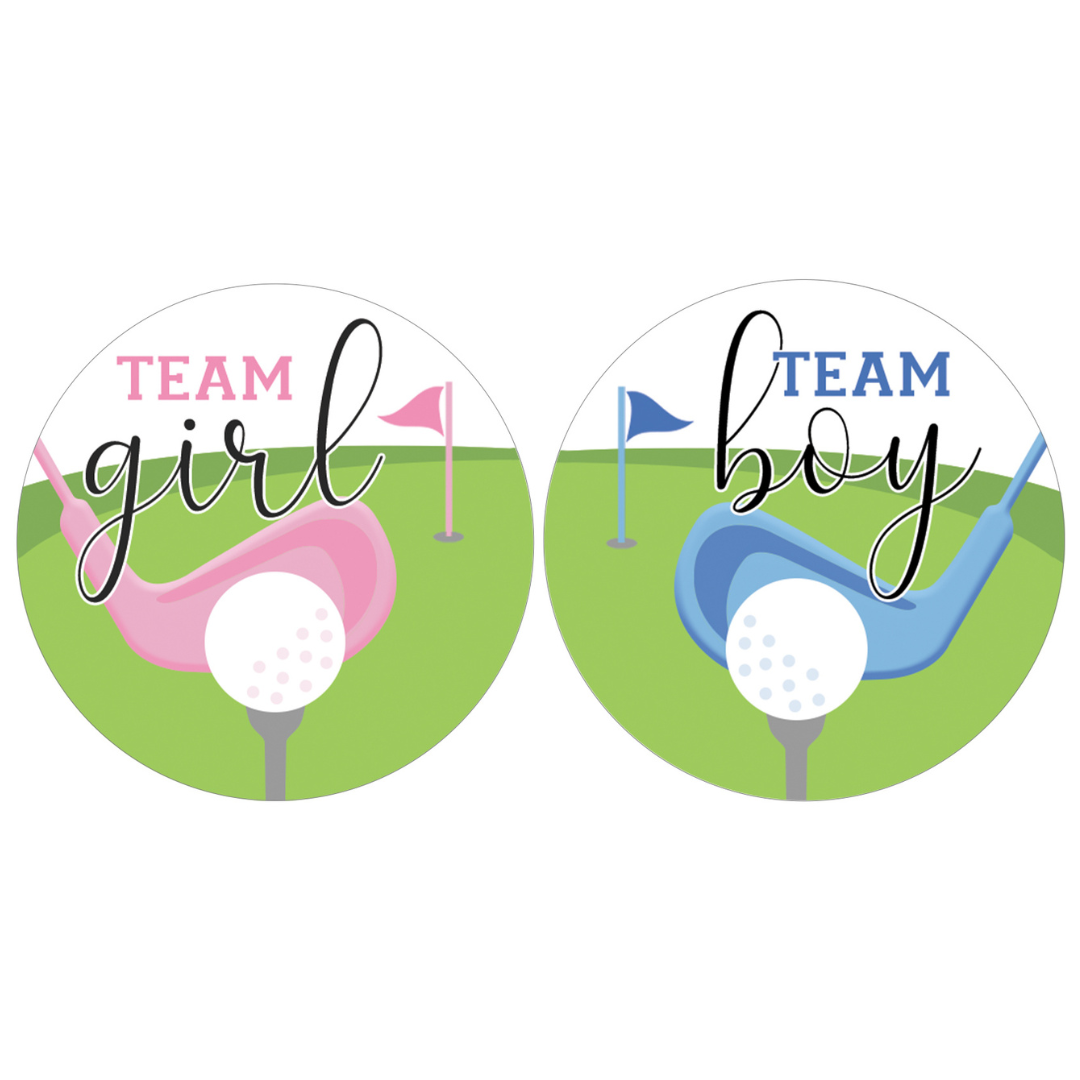 Golf Gender Reveal Party - Team Boy or Team Girl Stickers - 40 Pack