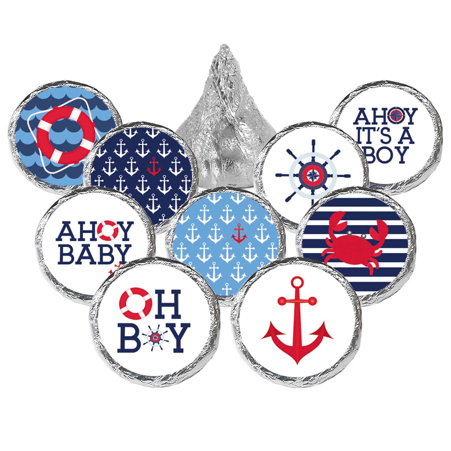 Ahoy It's a Boy: Baby Shower- Favor Stickers - Fits on Hershey's Kisses - 180 Stickers - Distinctivs Party