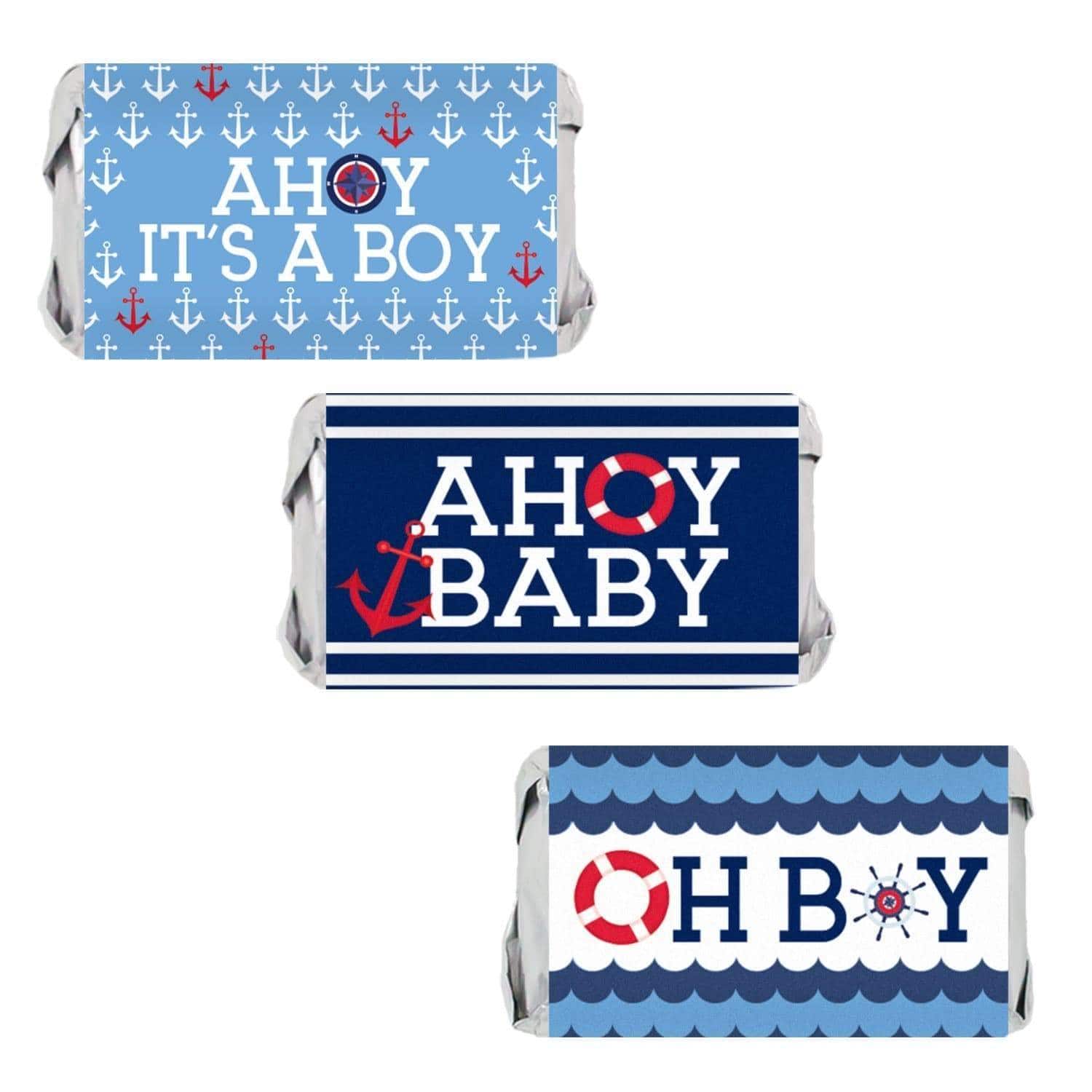 Ahoy It’s a Boy: Baby Shower - Mini Candy Bar Stickers - 45 Stickers - Distinctivs Party