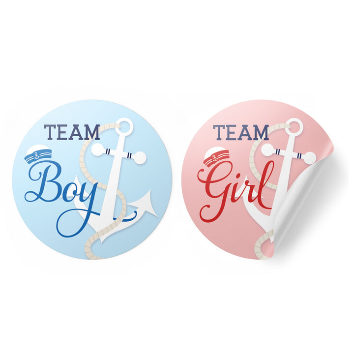Ahoy Little Sailor Gender Reveal Party -Team Boy or Team Girl Stickers