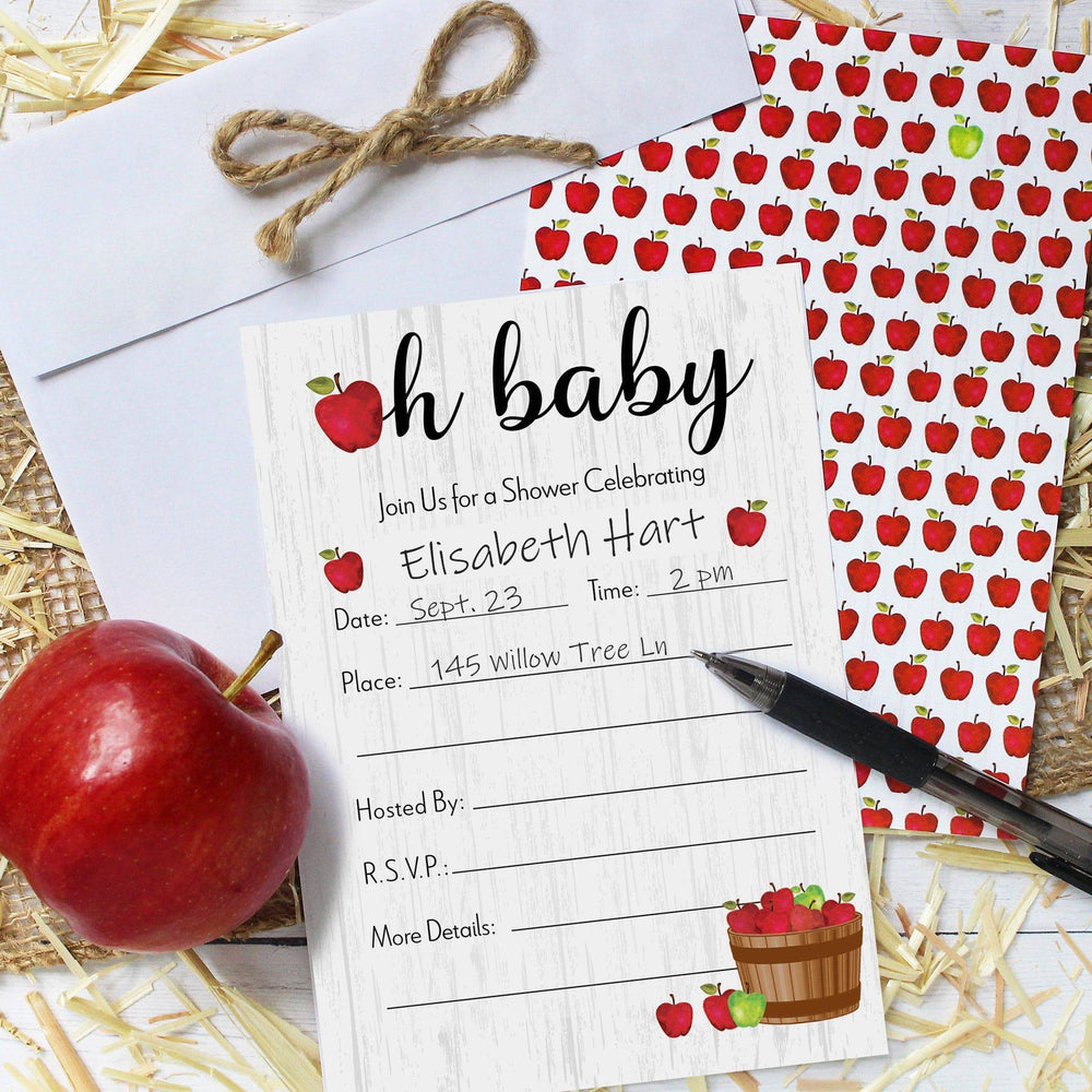 Apple Farmhouse: Baby Shower -  Party Invitations – 10 Cards - Distinctivs Party