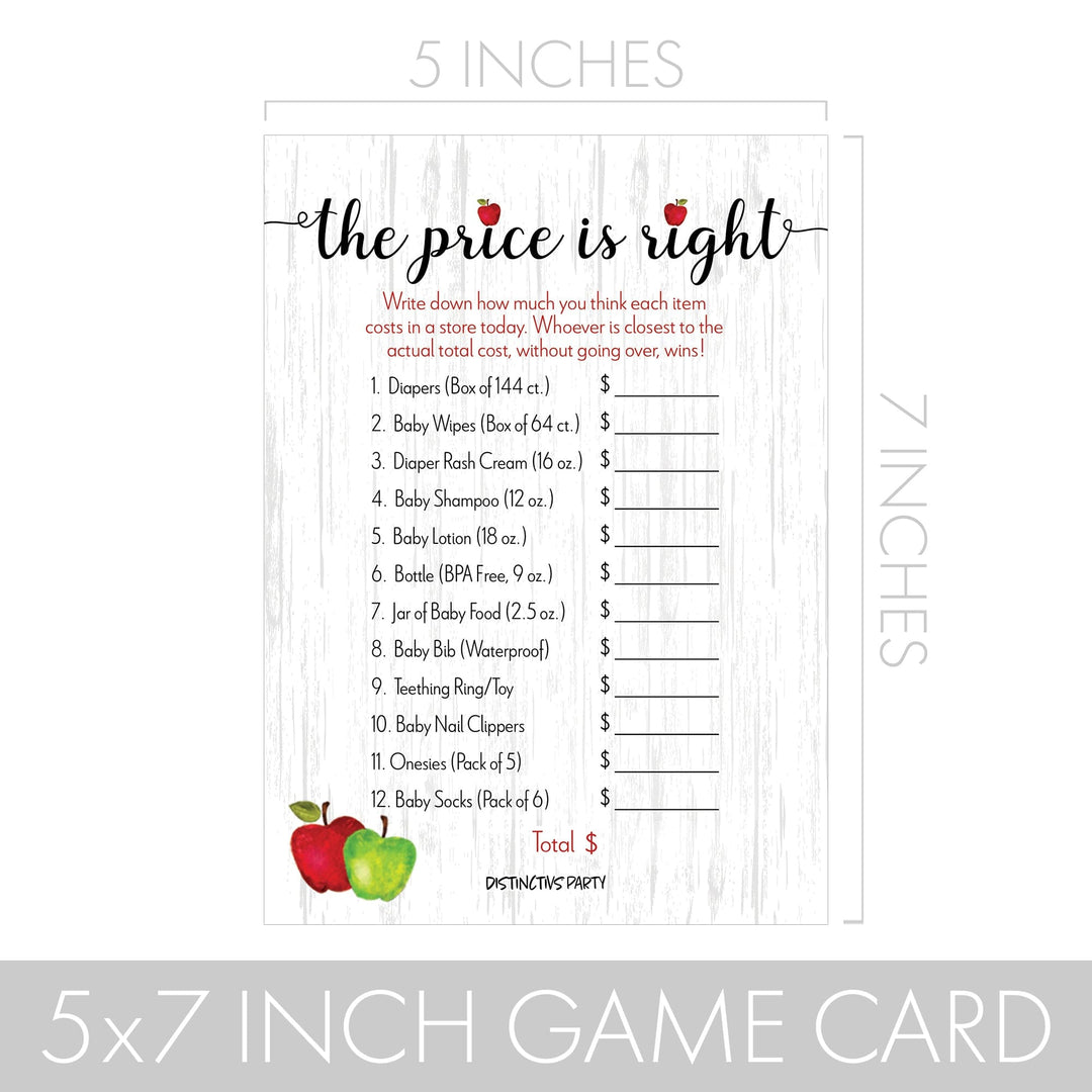 Apple Farmhouse The Price is Right Game Baby Shower Game - 20 Card Count