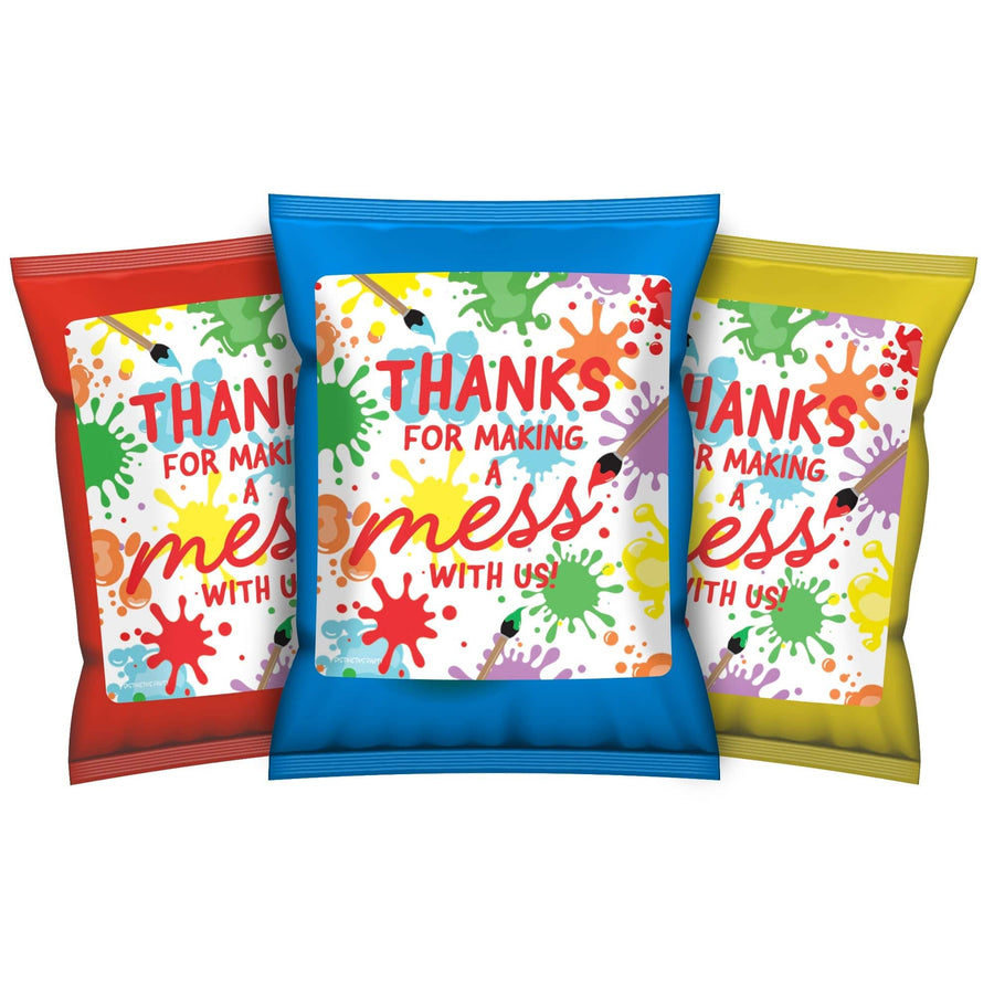 Art & Painting: Kid's Birthday -  Chip Bag and Snack Bag Stickers - 32 Pack - Distinctivs Party