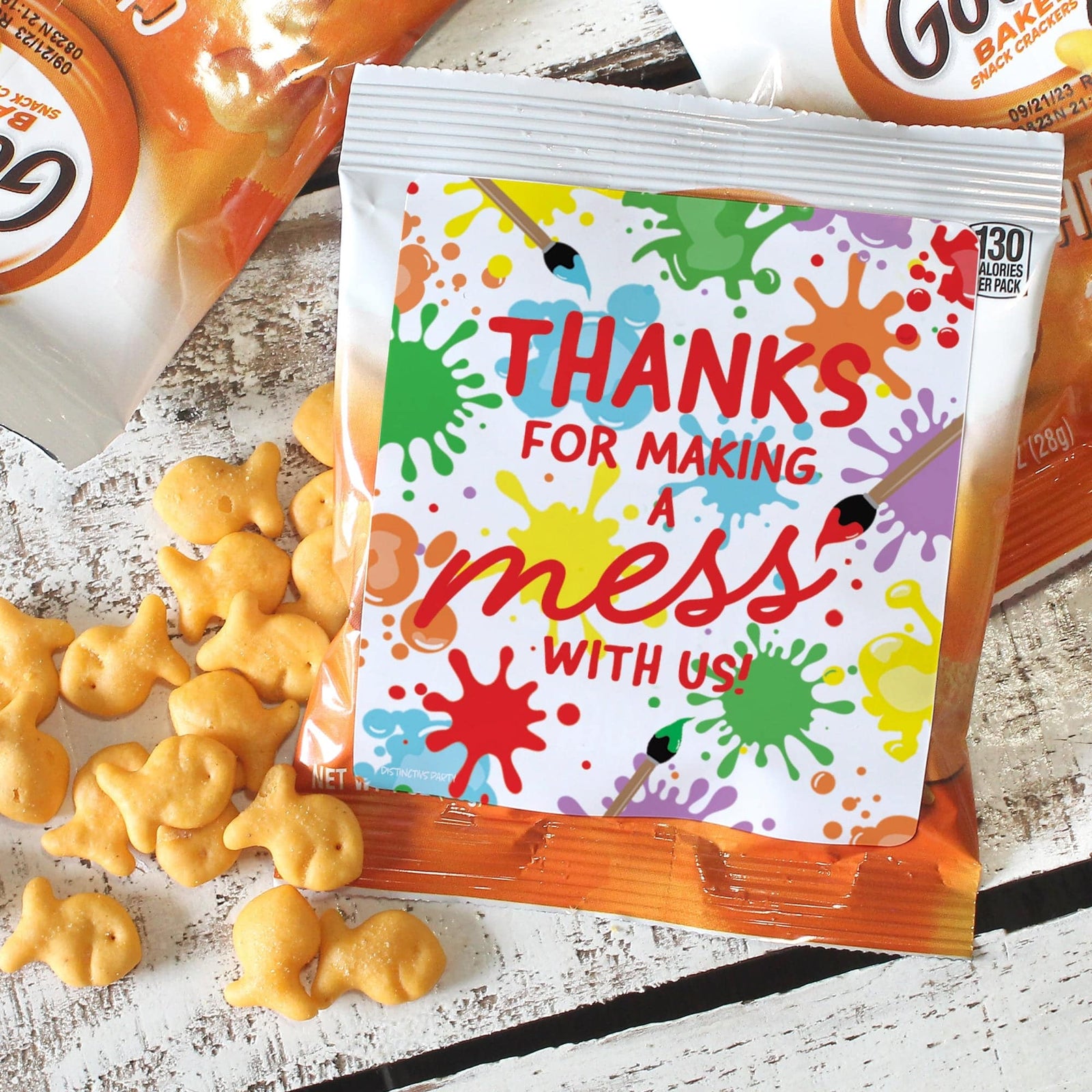 Art & Painting: Kid's Birthday -  Chip Bag and Snack Bag Stickers - 32 Pack - Distinctivs Party