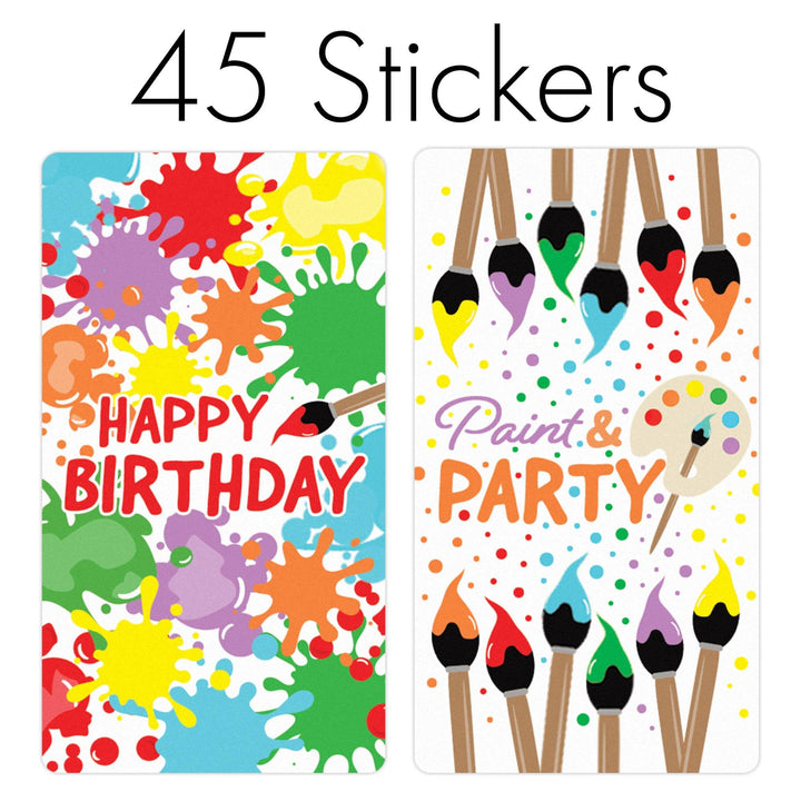 Art Birthday Party Mini Candy Bar Labels - Paint and  Party  - 45 Stickers