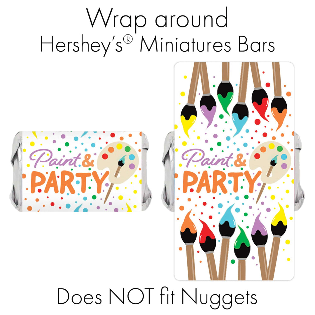 Art Birthday Party Mini Candy Bar Labels - Paint and  Party  - 45 Stickers