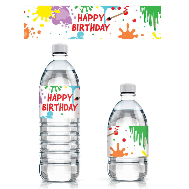 Art Birthday Party Water Bottle Labels - Paint and Party - 24 Stickers