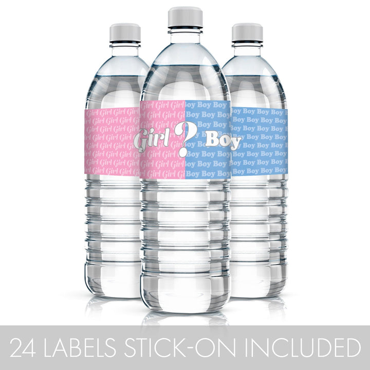 Baby Gender Reveal Party Water Bottle Labels - 24 Count