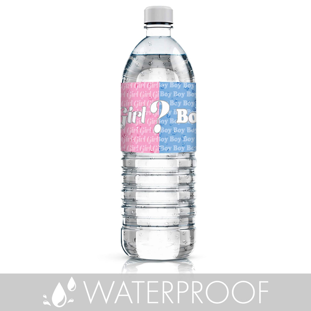 Baby Gender Reveal Party Water Bottle Labels - 24 Count