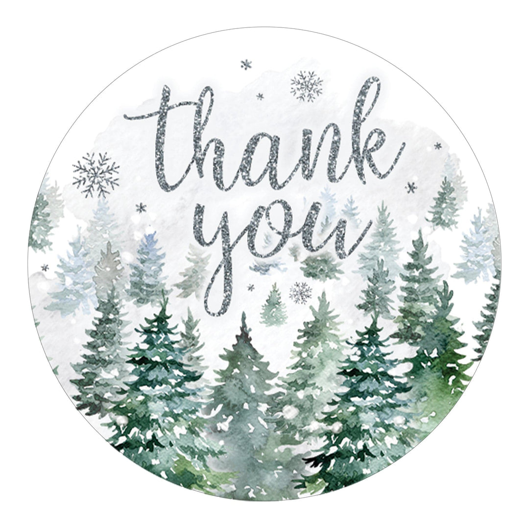 Round Winter Sticker Baby It's Cold Outside Evergreen: Winter Baby Shower - Round Favor Sti