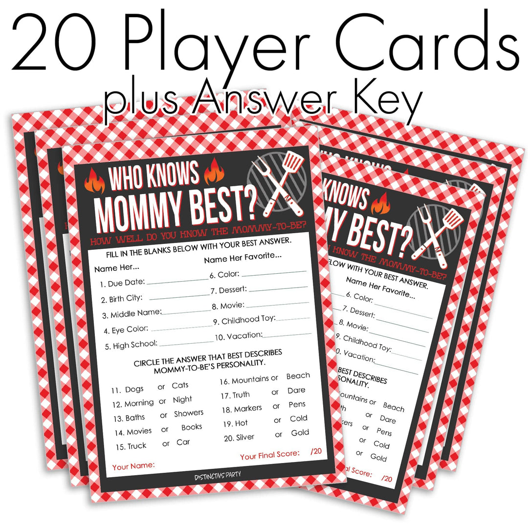 Baby-Q Baby Shower - Who Knows Mommy Best Game Cards - 20 count