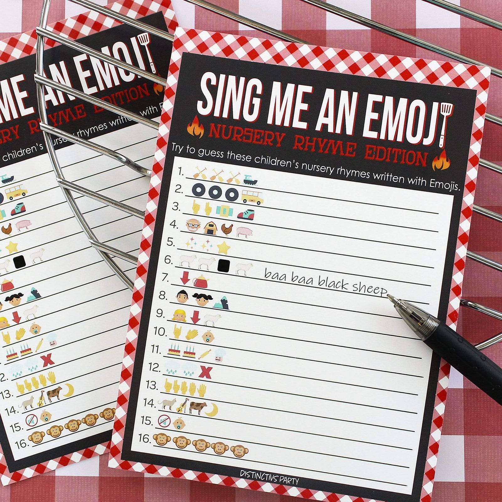 Baby-Q: Summer Barbecue Baby Shower Game - Sing Me and Emoji - 20 count - Distinctivs Party