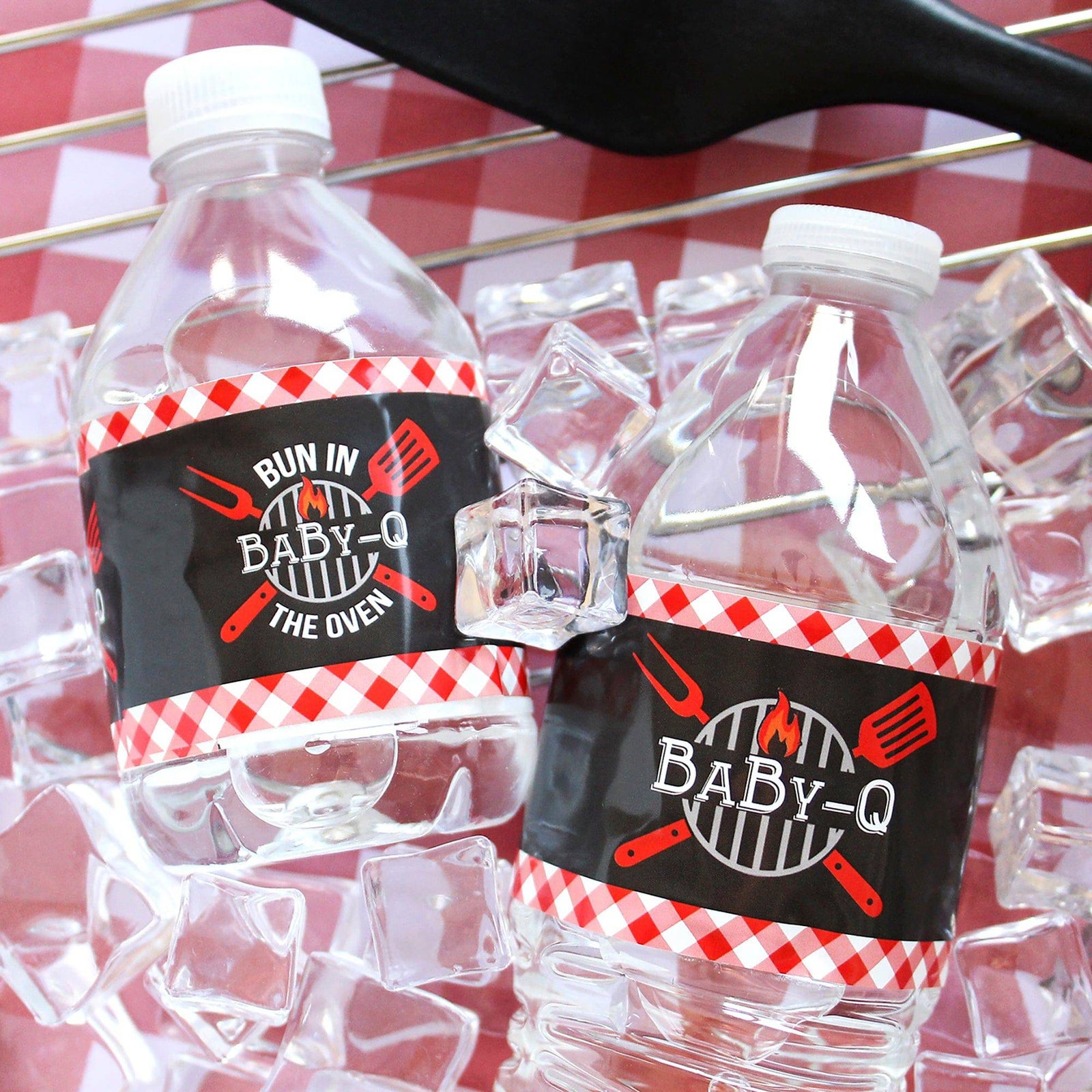 Baby-Q: Summer Barbecue Baby Shower - Water Bottle Labels - 24 Waterproof Stickers - Distinctivs Party