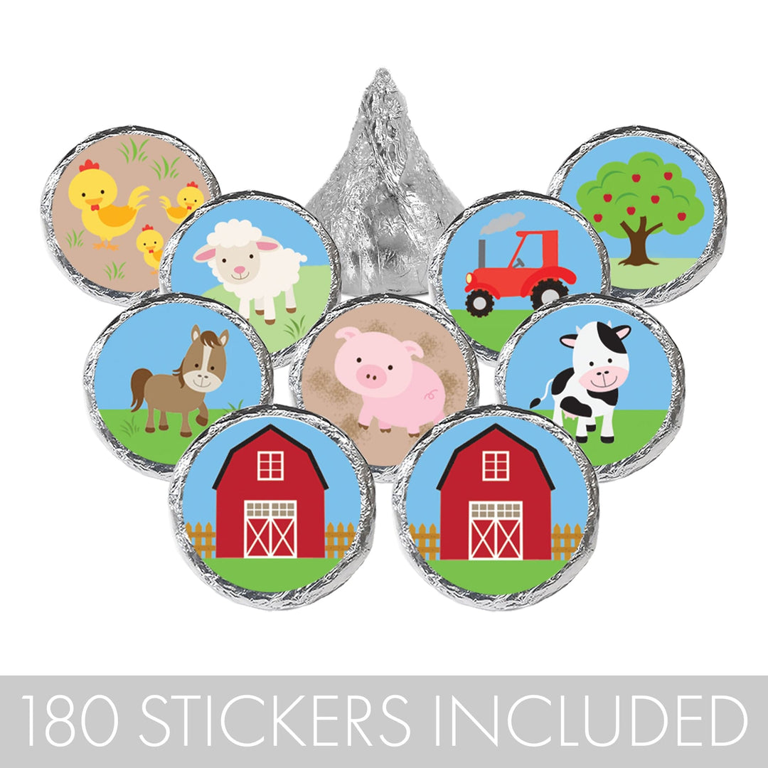 Barnyard Farm Animals Birthday Party Favor Stickers - 180 Count
