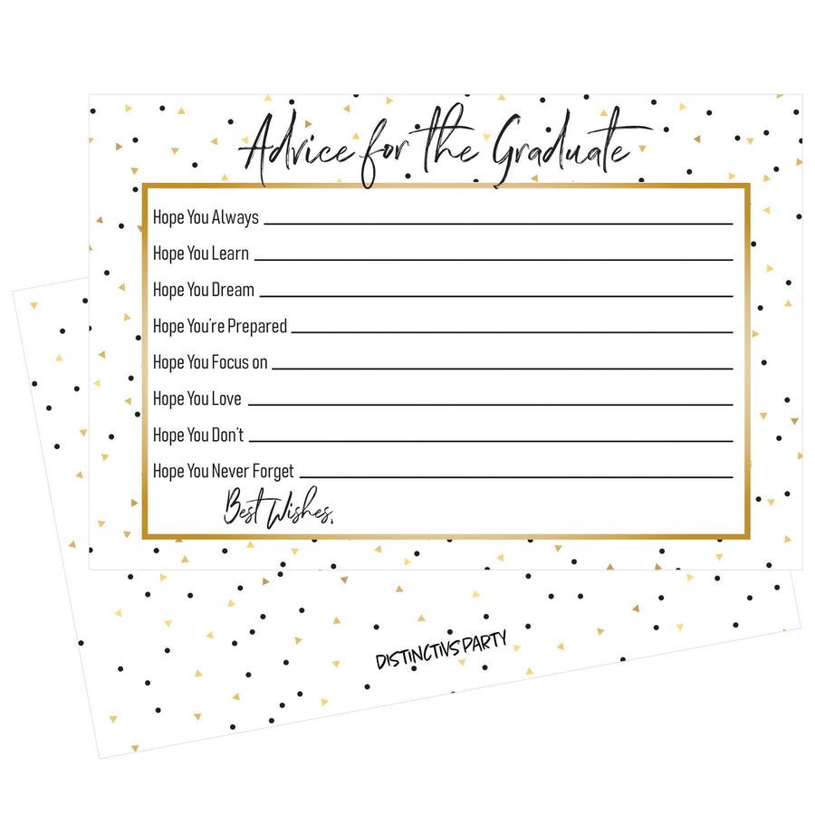 Black and Gold Graduation Advice Cards - 25 Count - Distinctivs Party