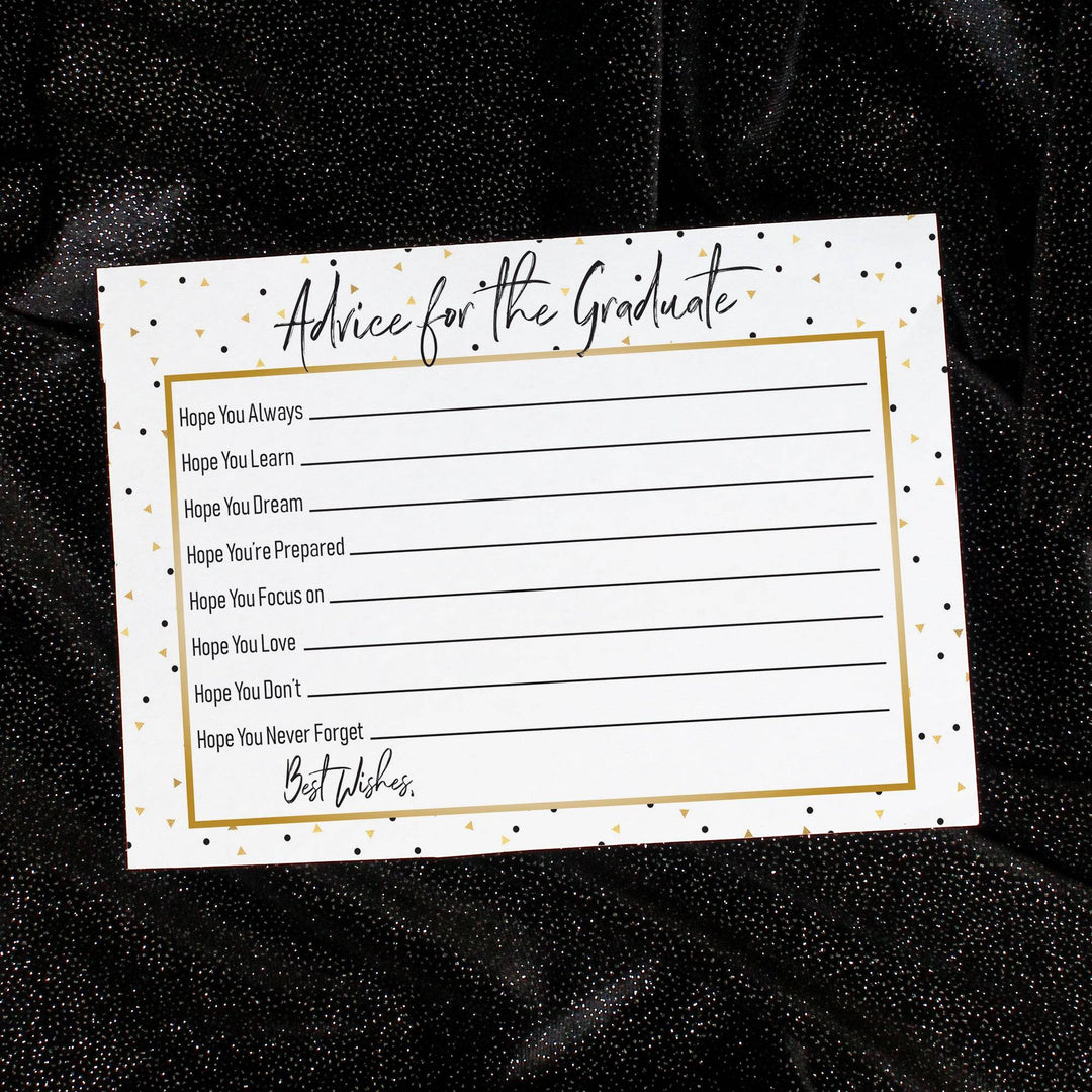 Black and Gold Graduation Advice Cards - 25 Count