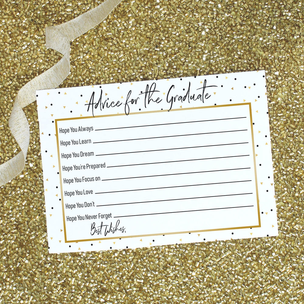 Black and Gold Graduation Advice Cards - 25 Count - Distinctivs Party