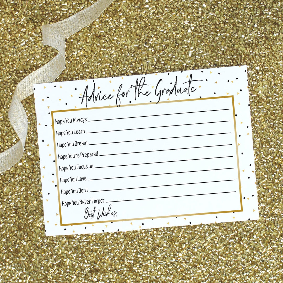 Black and Gold Graduation Advice Cards - 25 Count