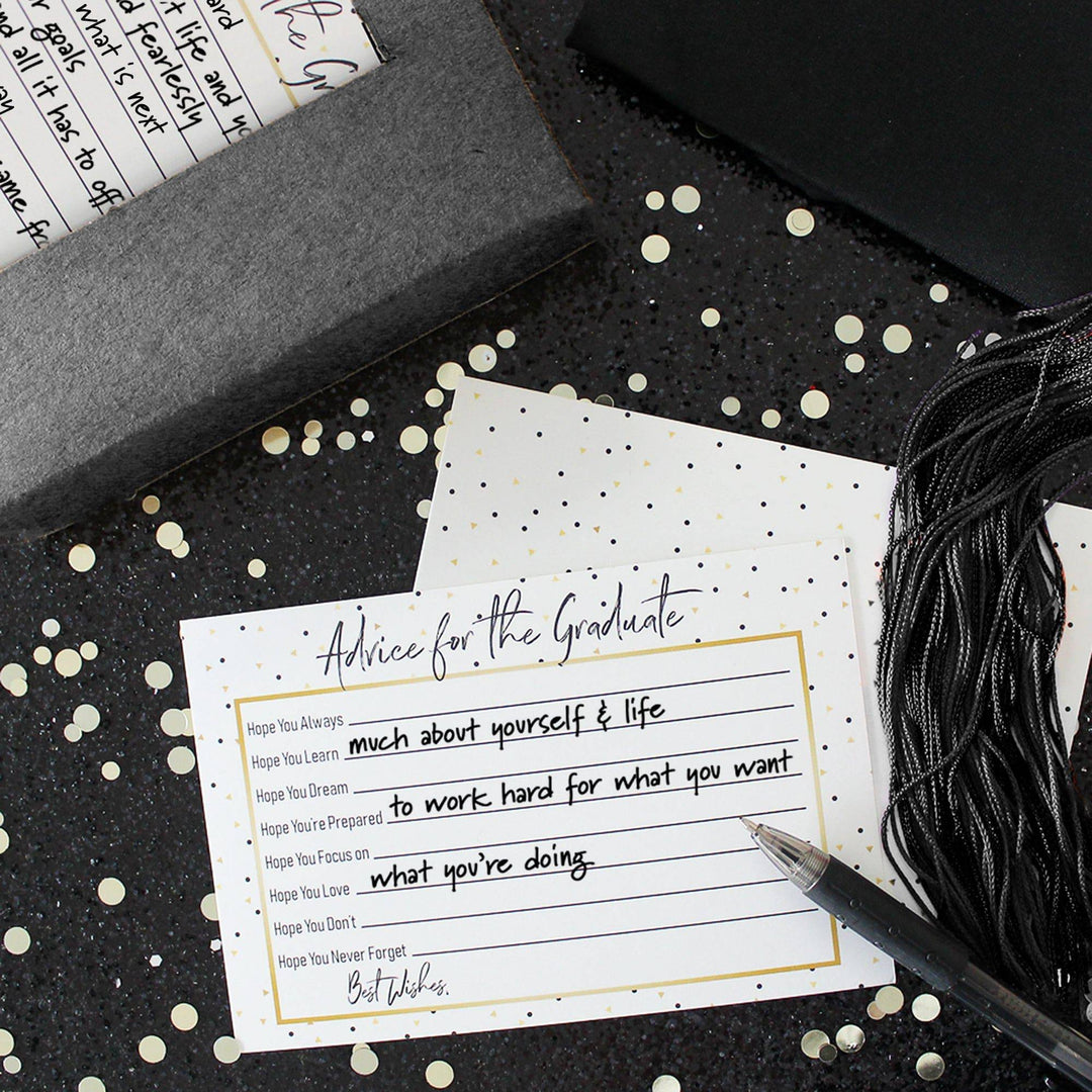 Black and Gold Graduation Advice Cards - 25 Count