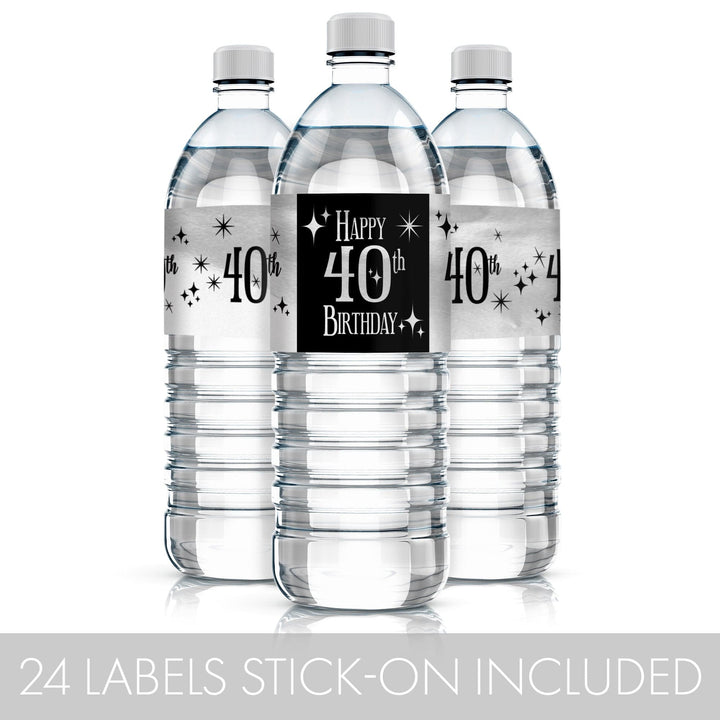 Celebrate in style with these 40th birthday foil water bottle labels!