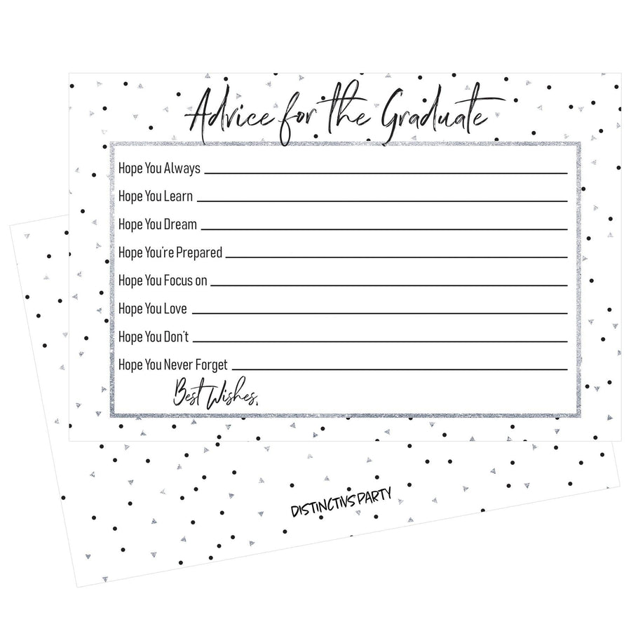 Black and Silver Graduation Advice Cards - 25 Count - Distinctivs Party