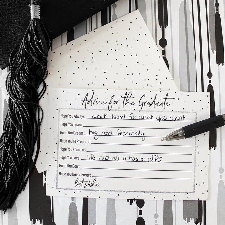 Black and Silver Graduation Advice Cards - 25 Count