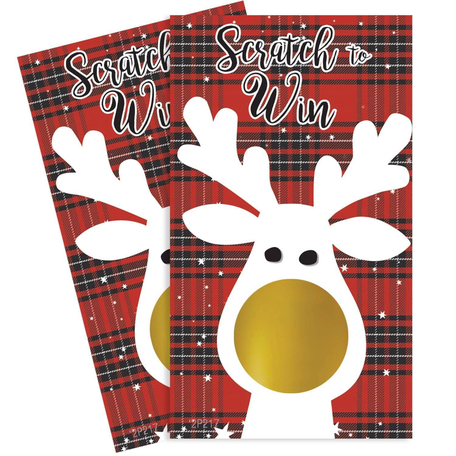 Buffalo Plaid Christmas: Christmas Party - Reindeer Christmas Scratch Off Game Cards - 28 Scratchers - Distinctivs Party