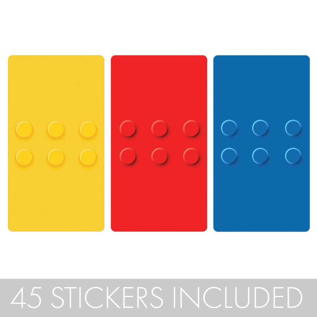 Building Blocks Birthday Party Mini Candy Bar Stickers - 45 Count