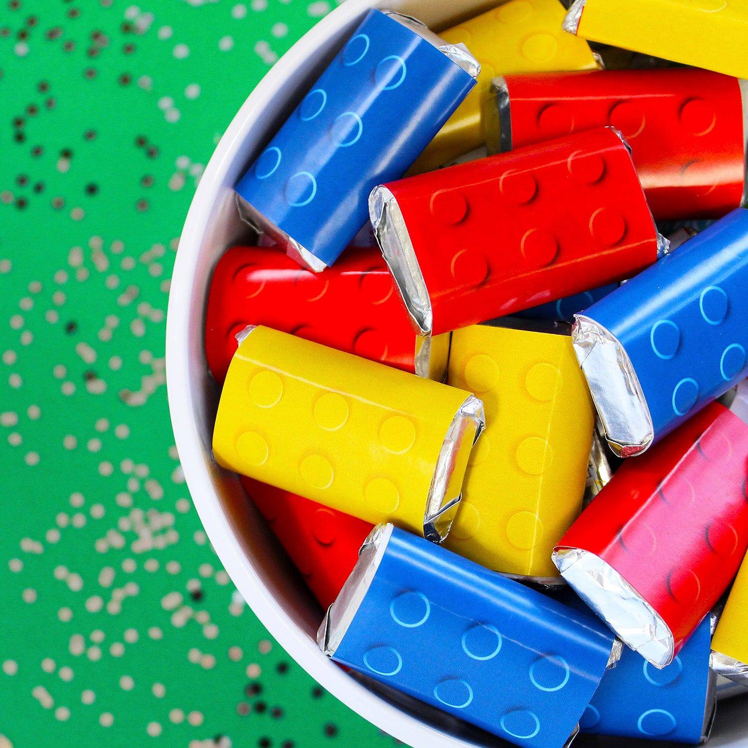 Building Blocks: Kid's Birthday - Hershey's Miniatures Candy Bar Wrappers Stickers - 45 Stickers - Distinctivs Party