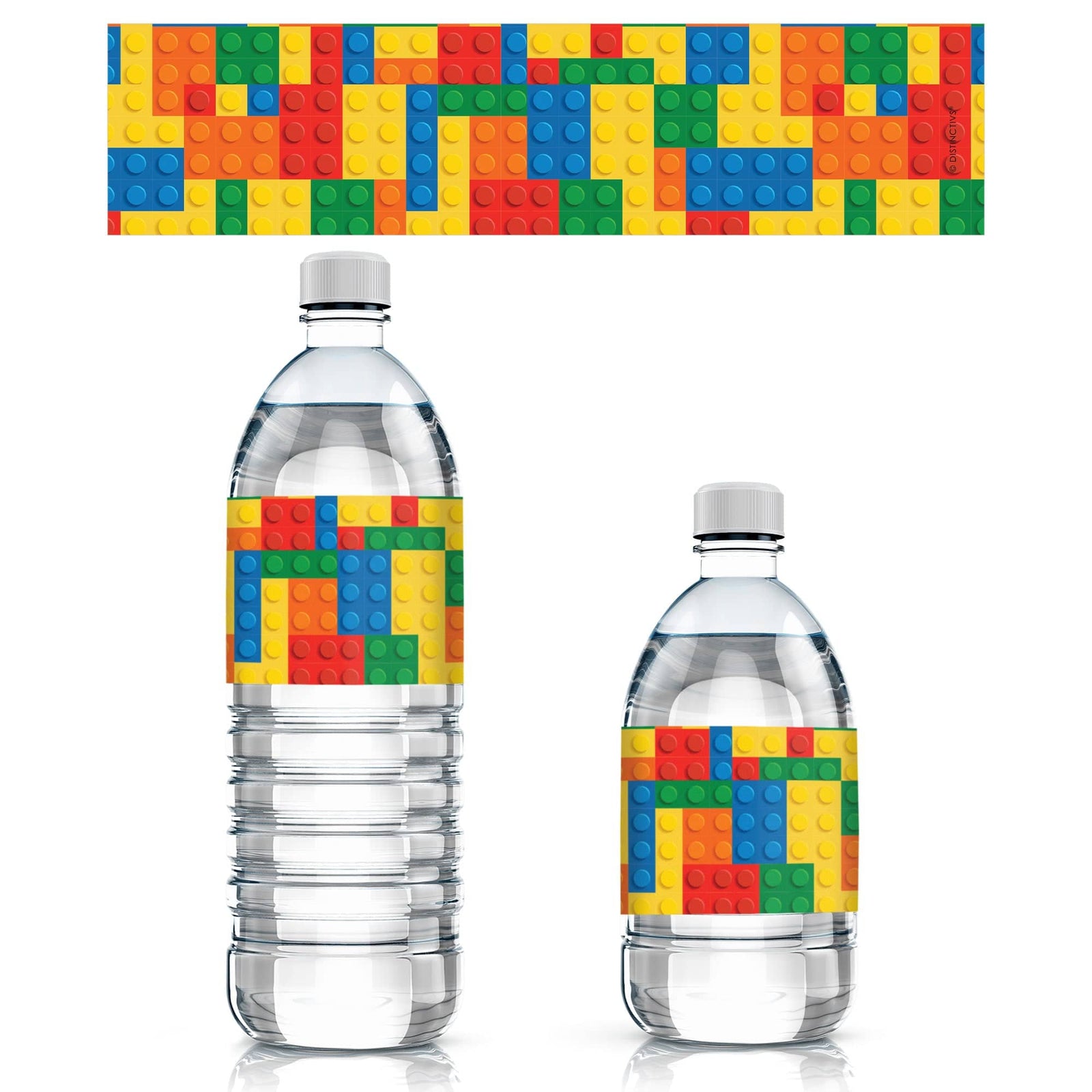Building Blocks: Kid's Birthday - Water Bottle Labels - 24 Waterproof Stickers - Distinctivs Party