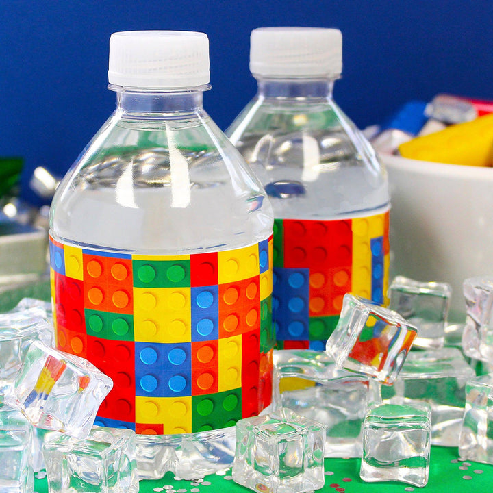 Building Blocks Birthday Party Water Bottle Labels - 24 Count