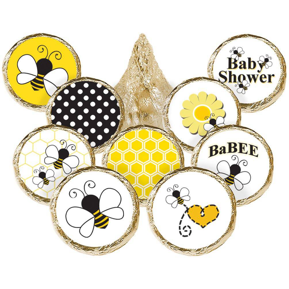 Bumble Bee: Baby Shower - Favor Stickers - Fits on Hershey's Kisses - 180 Stickers - Distinctivs Party