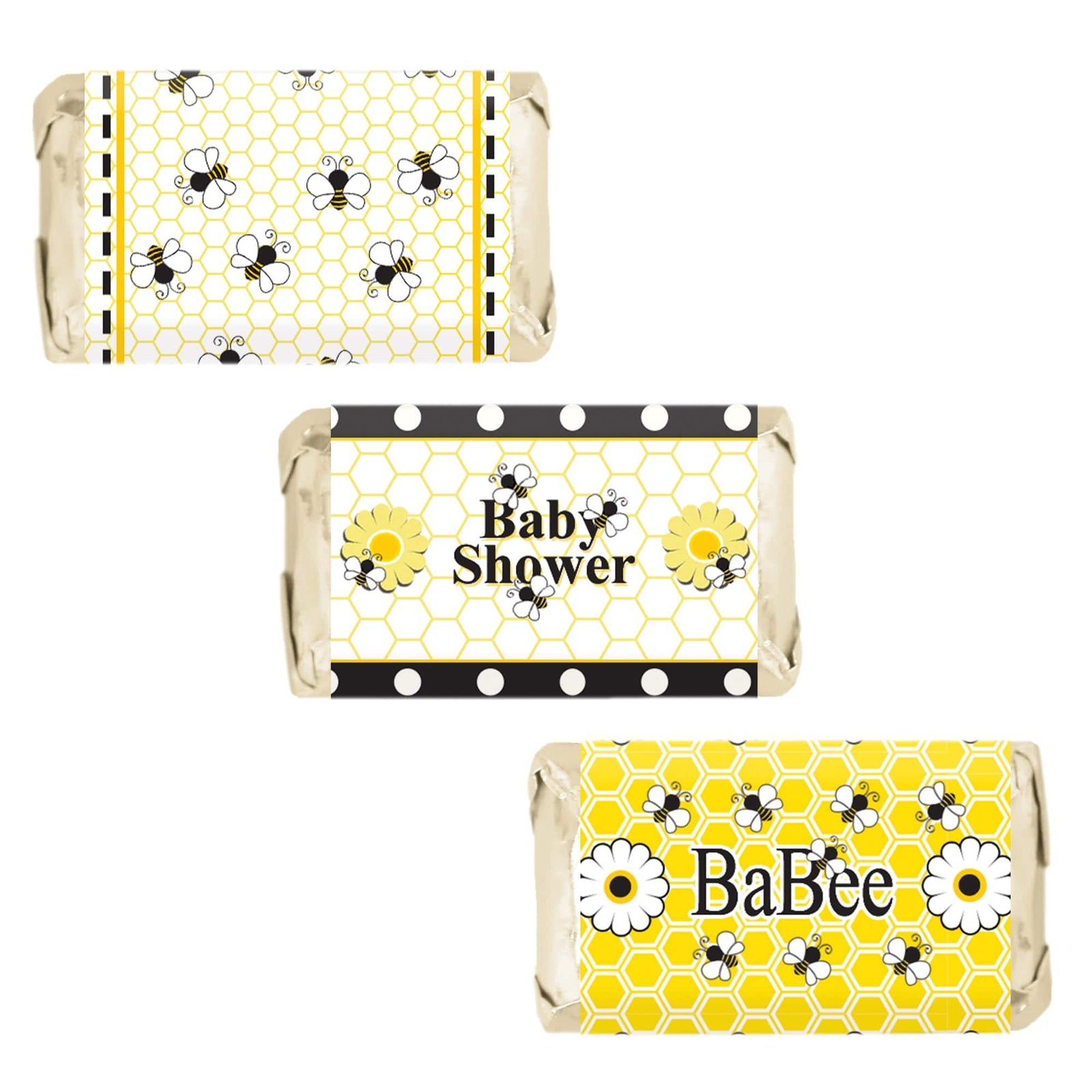 Bumble Bee: Baby Shower - Hershey's Miniatures Candy Bar Wrappers Stickers - 45 Stickers - Distinctivs Party
