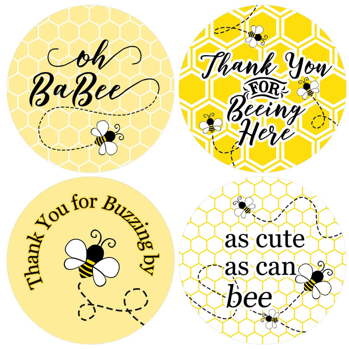 Bumble Bee: Baby Shower - Pegatinas de agradecimiento - 40 pegatinas