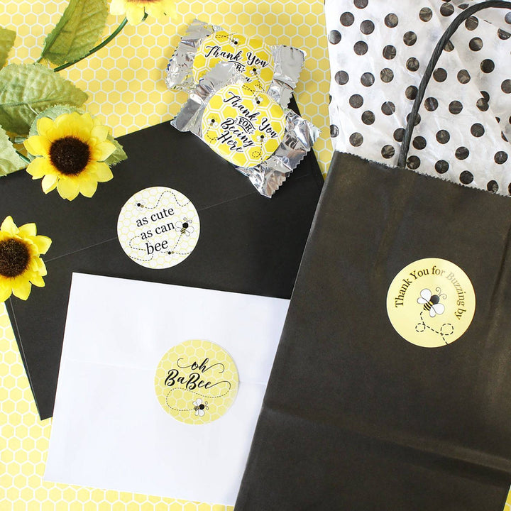 Bumble Bee: Baby Shower - Pegatinas de agradecimiento - 40 pegatinas