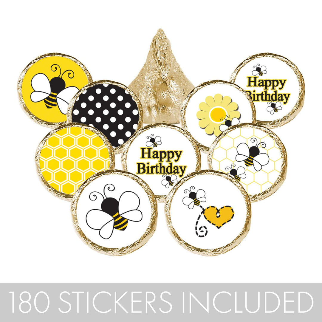 Bumble Bee Birthday Party Stickers - 180 Count