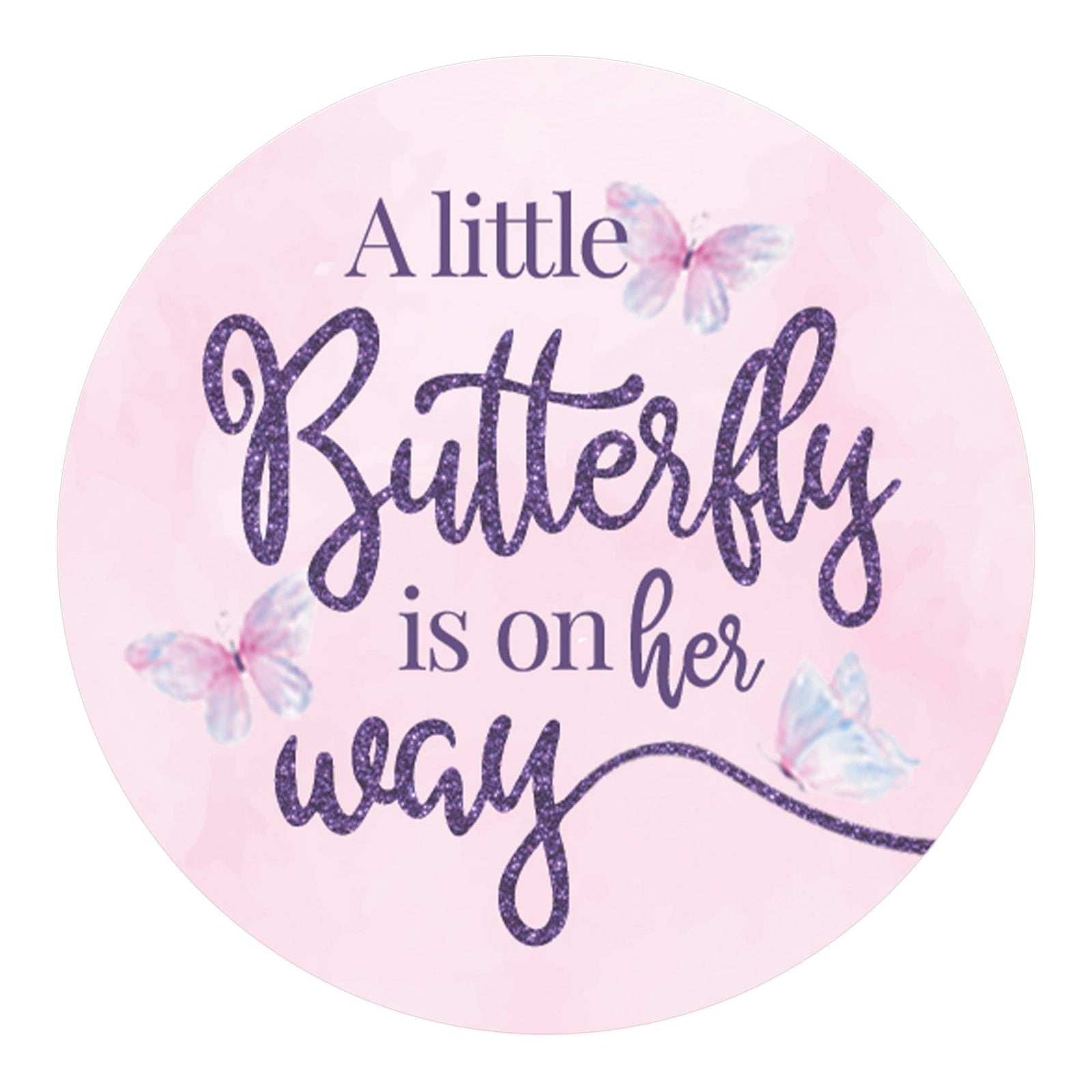Butterfly: Baby Shower - Round Favor Labels - Spring- 40 Stickers - Distinctivs Party