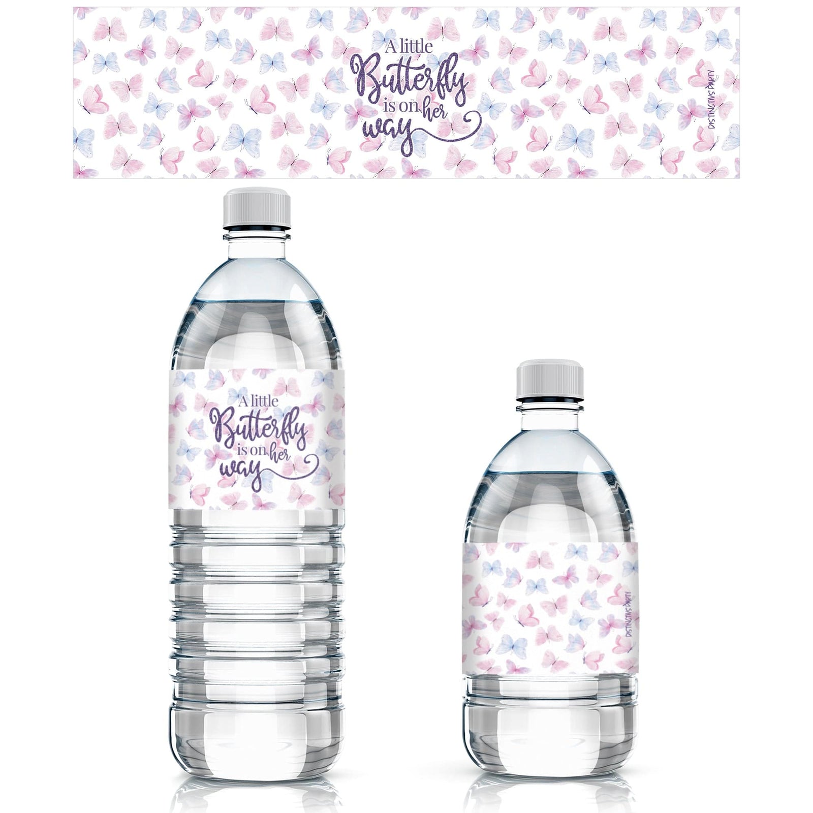 Butterfly: Baby Shower - Water Bottle Labels - Spring - 20 Stickers - Distinctivs Party