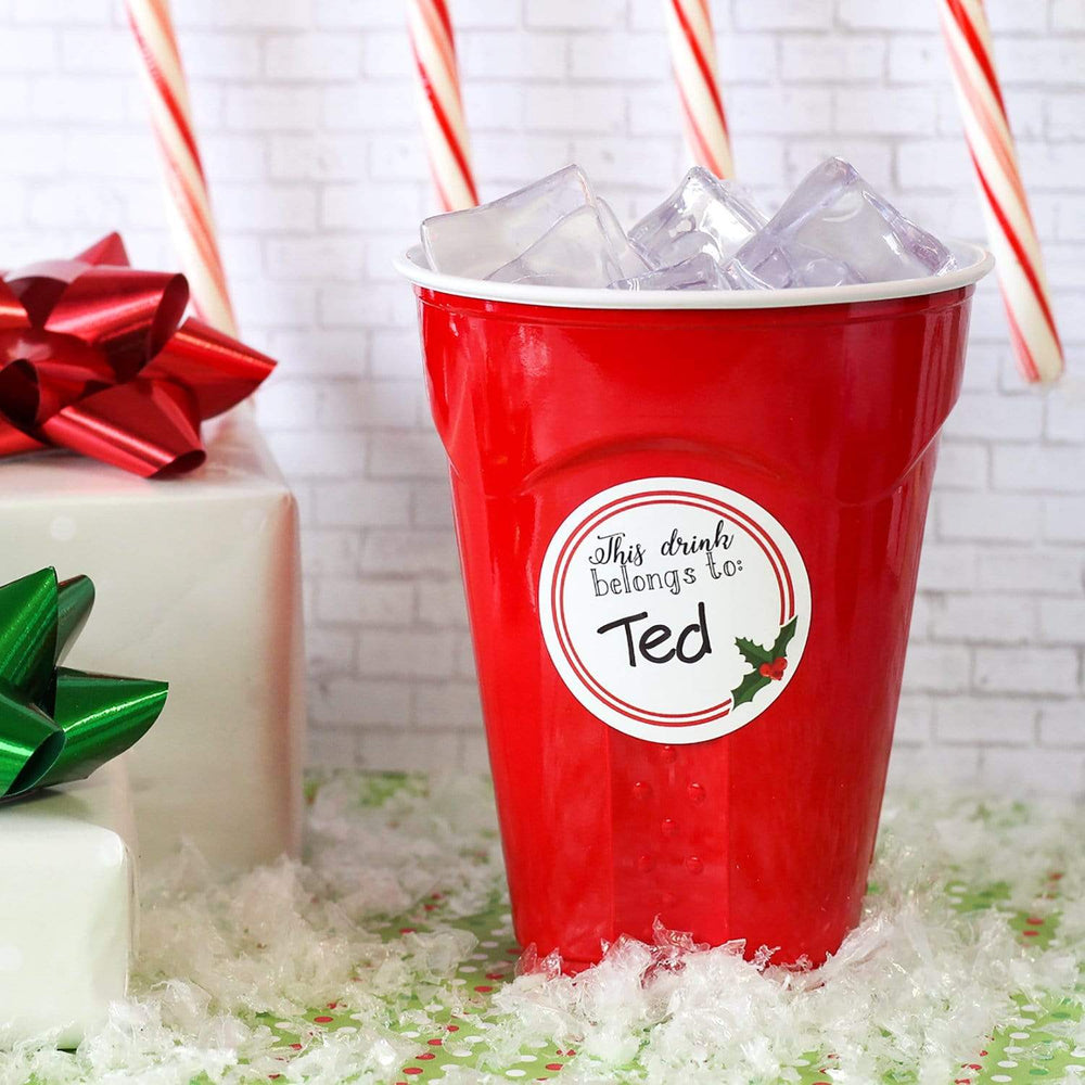 Christmas Drink Name Tag Stickers - 40 Count