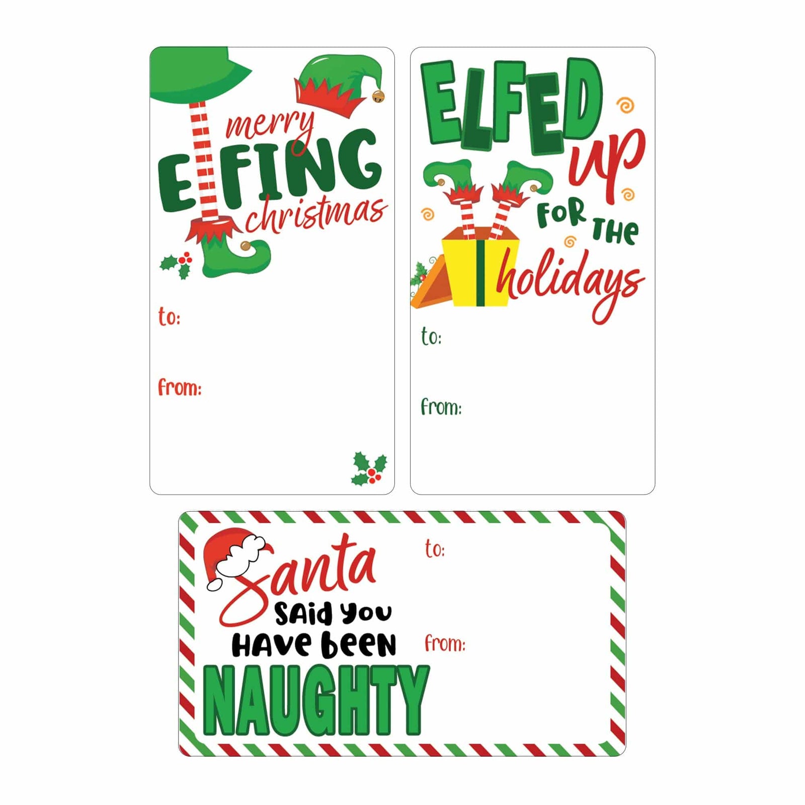 Christmas Gift Tag Stickers: Adult - Funny Elves - 75 Stickers - Distinctivs Party
