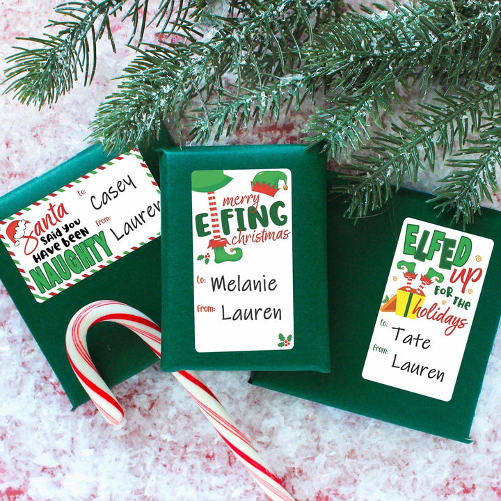 Christmas Gift Tag Stickers: Adult - Funny Elves - 75 Stickers - Distinctivs Party