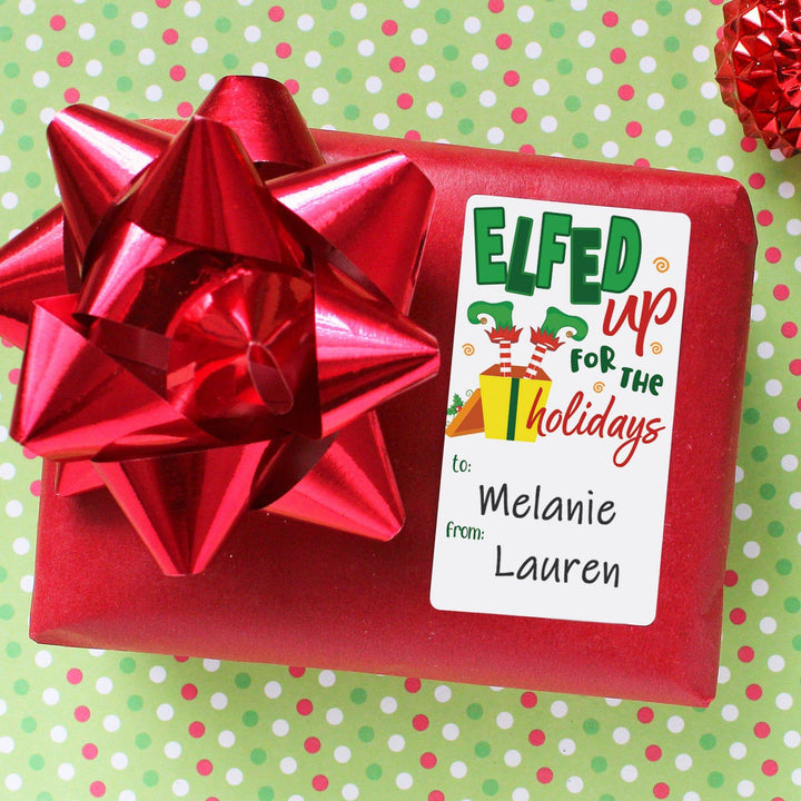 Christmas Gift Tag Stickers: Adult - Funny Elves - 75 Stickers - Distinctivs Party