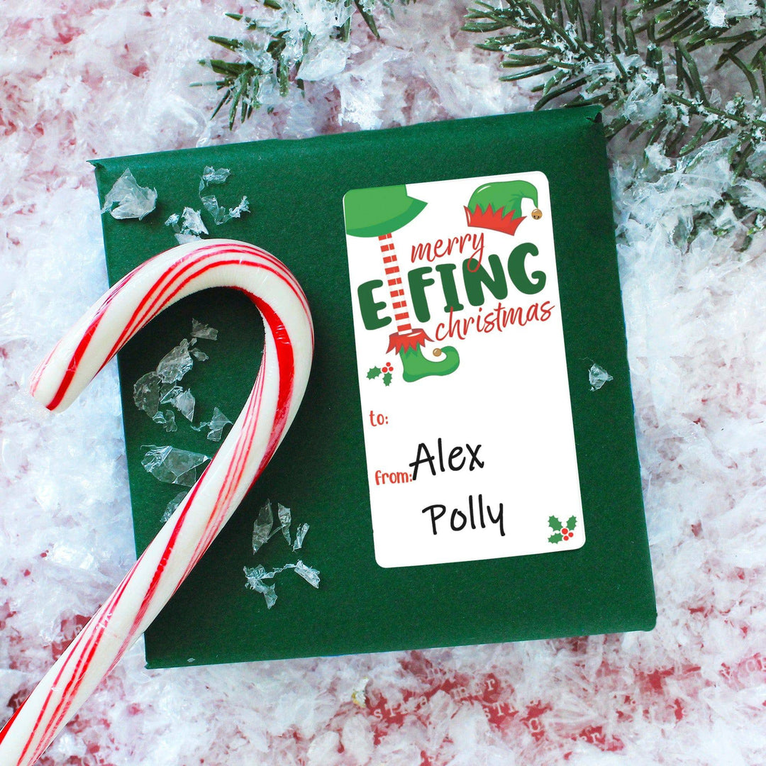 Christmas Gift Tag Stickers: Adult - Funny Elves - 75 Stickers - Distinctivs Party