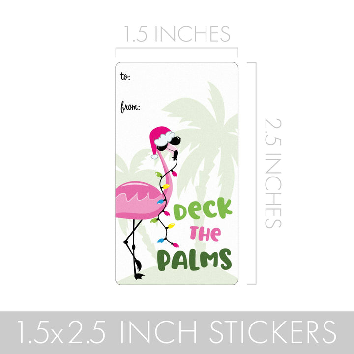 Christmas Gift Tag Stickers: Beachy Fabulous Flamingos - 75 Stickers - Distinctivs Party