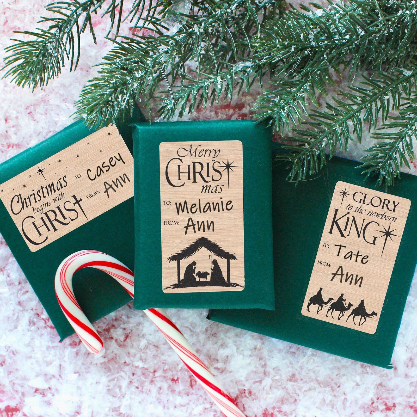 Christmas Gift Tag Stickers: Christian Nativity Silhouette - 75 Stickers - Distinctivs Party