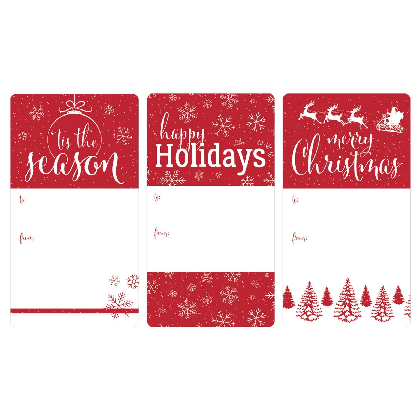 Christmas Gift Tag Stickers: Classic Red - Traditional Christmas - 75 Stickers - Distinctivs Party