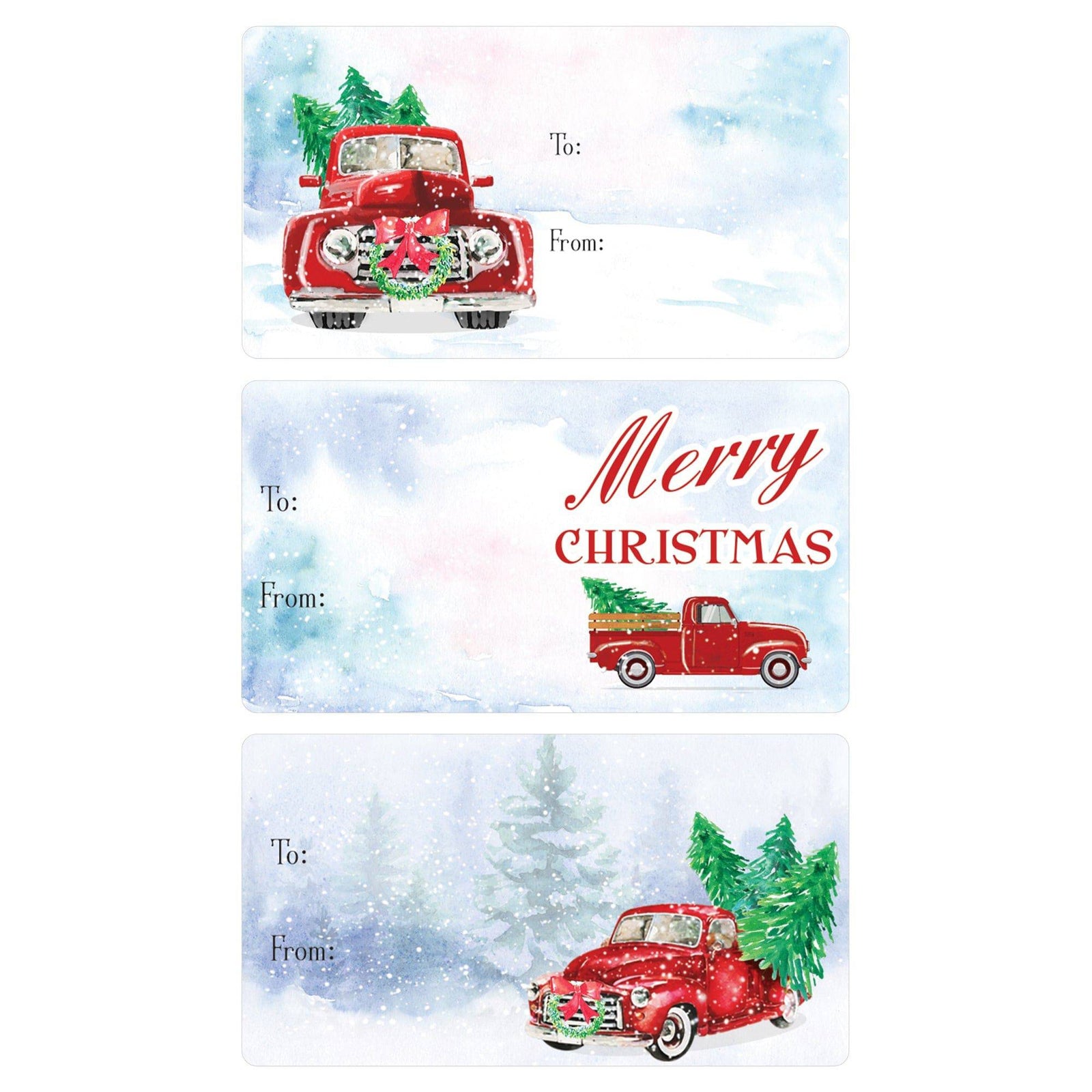Christmas Gift Tag Stickers: Classic Vintage Red Truck - 75 Stickers - Distinctivs Party