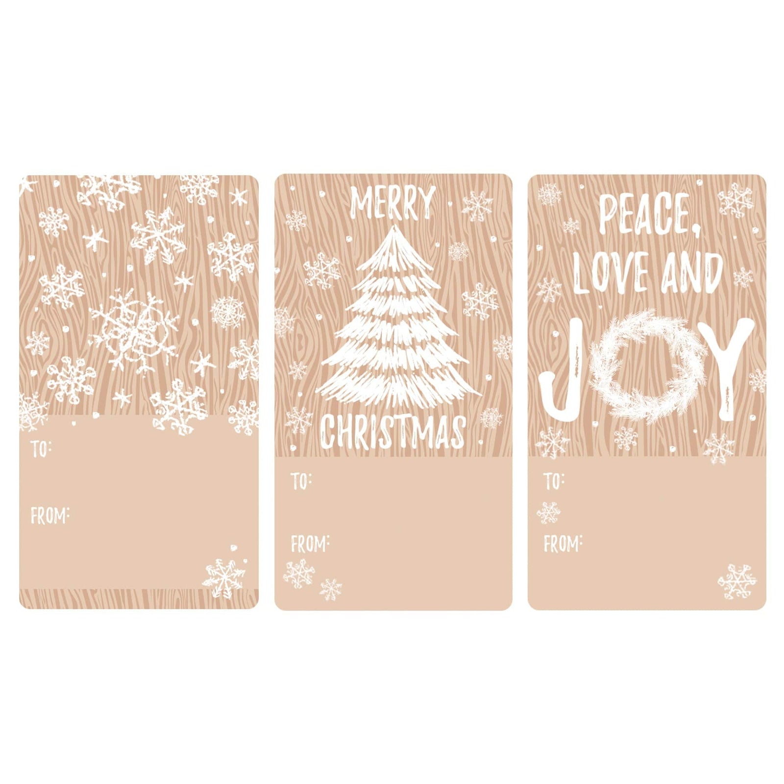 Christmas Gift Tag Stickers: Classic Woodgrain Rustic – 75 Labels - Distinctivs Party